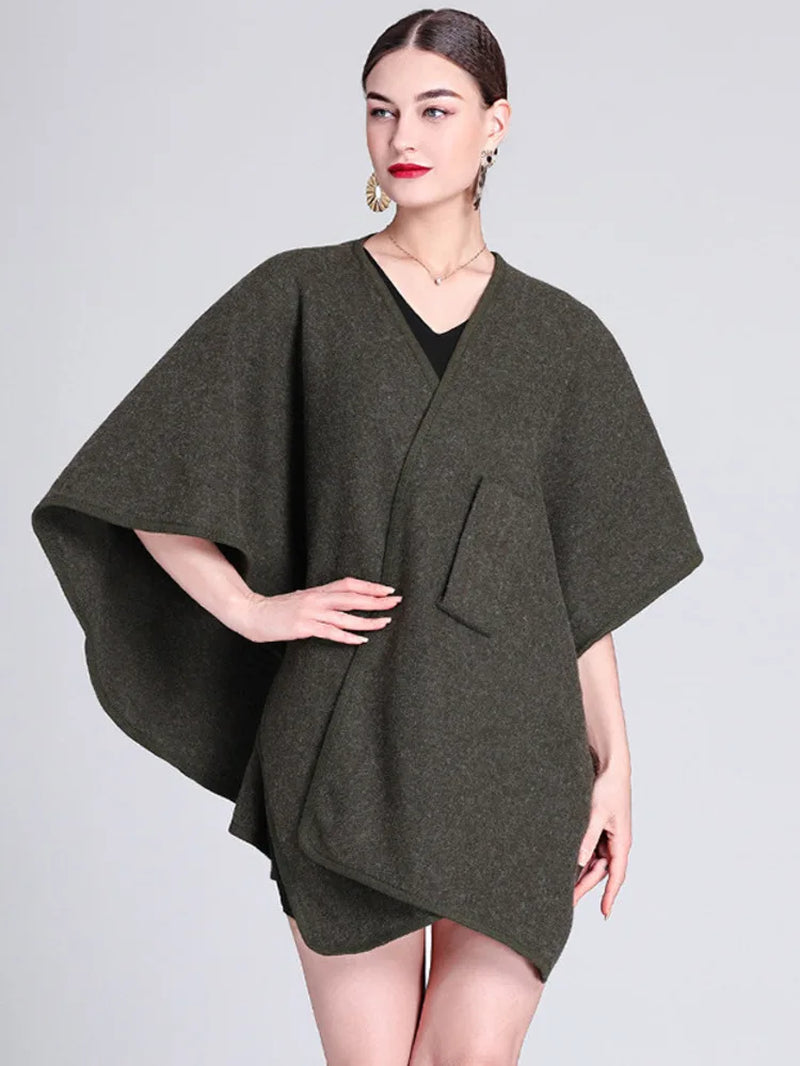 17 Colors New in 2025 Women'S Autumn Winter Shawl Outerwear Batwing Sleeve Knitted Cape Cardigan Female Loose Ponchos Coats