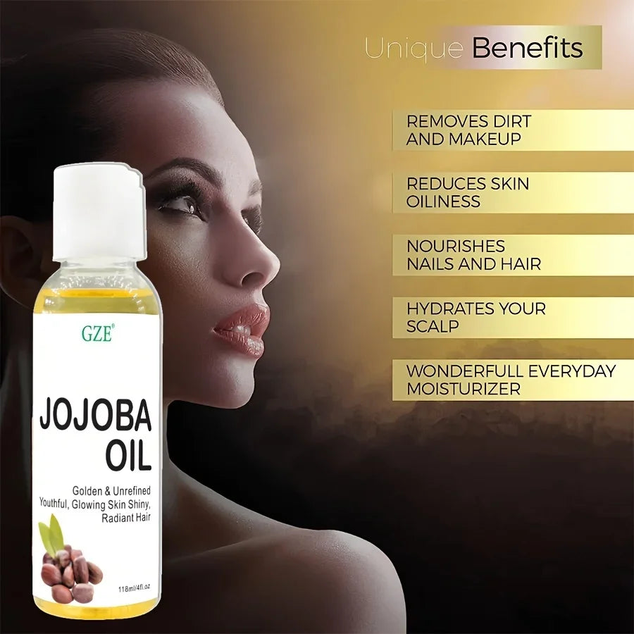 GZE Organic Jojoba Oil, Pure Moisturizing Oil for Face, Hair, Skin & Nails | Natural Cold Pressed Hexane Free Carrier Oil