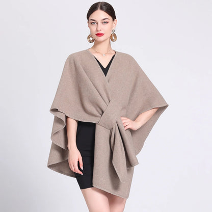 17 Colors New in 2025 Women'S Autumn Winter Shawl Outerwear Batwing Sleeve Knitted Cape Cardigan Female Loose Ponchos Coats