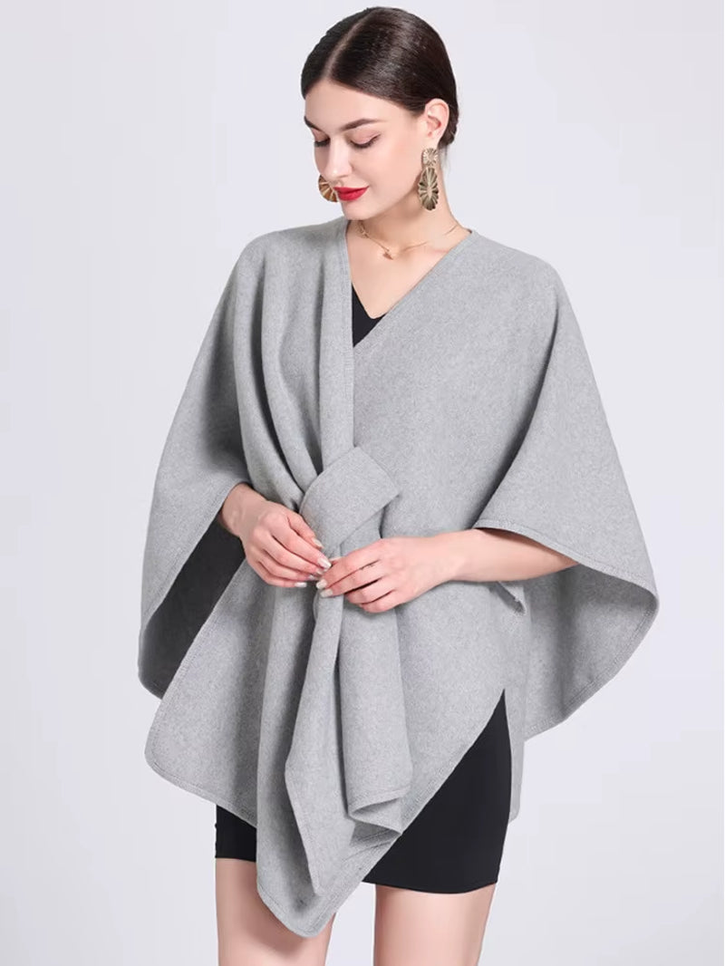 17 Colors New in 2025 Women'S Autumn Winter Shawl Outerwear Batwing Sleeve Knitted Cape Cardigan Female Loose Ponchos Coats