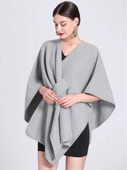 17 Colors New in 2025 Women'S Autumn Winter Shawl Outerwear Batwing Sleeve Knitted Cape Cardigan Female Loose Ponchos Coats